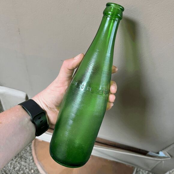 Set of 3 Vintage Cloverdale Green Glass Soda Bottles – Embossed Mid-Century - Picture 2 of 8